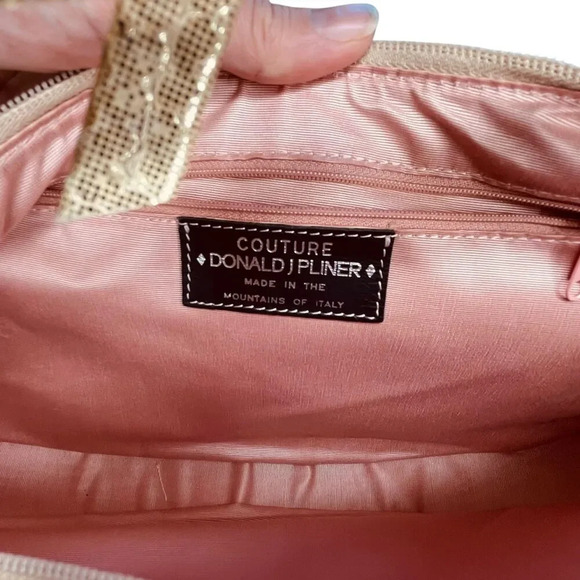 Donald J Pliner Couture Metallic Gold Snakeskin Baguette Shoulder Handbag - Picture 11 of 12